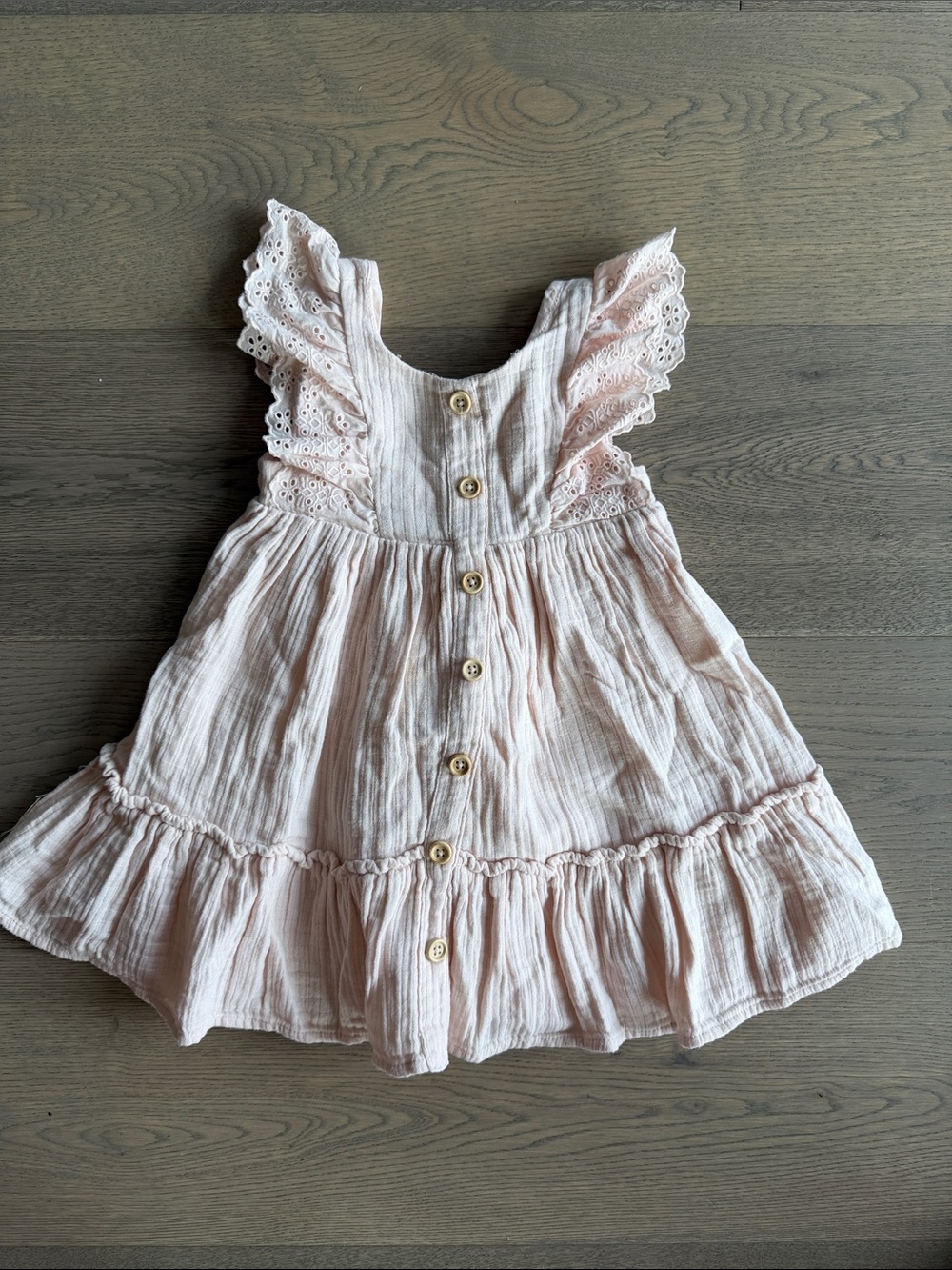 Girls' Light Pink Cotton Gauze Dress